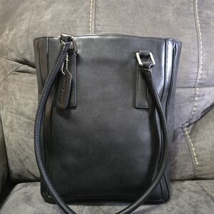 Coach Black Leather Tote Bag